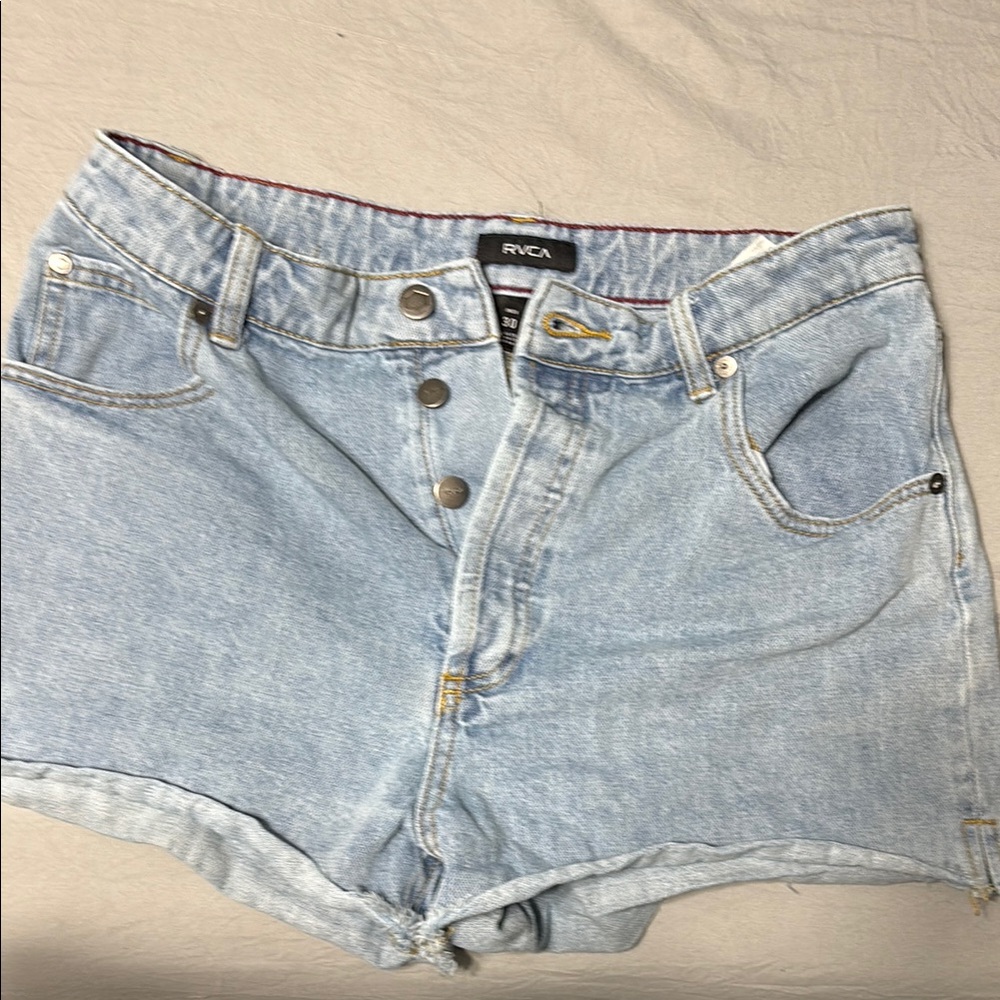 RVCA Blue Jean Shorts Distressed Cut-Off Style